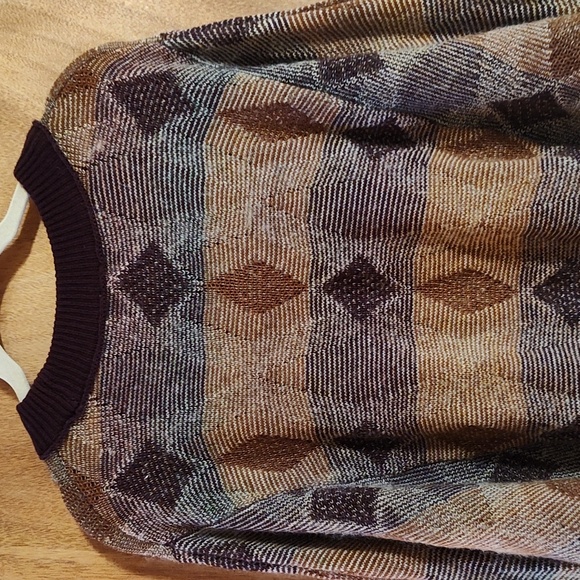 Free People Diamond Days Rainbow Sweater Purple Rust Boho Cotton Wool Mohair Med - Picture 9 of 13